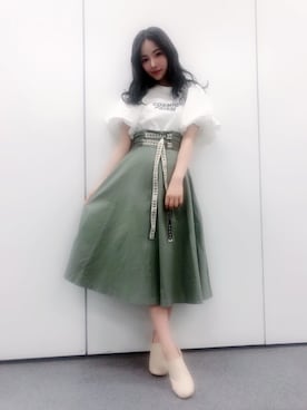 「LILY BROWN（リリーブラウン）のアイテム（Tシャツ/カットソー）」を使った、村瀬紗英さん（レディース・159cm）の夏コーディネート