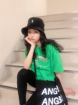 「ANDGEEBEE（アンジービー）のアイテム（帽子）」を使った、村瀬紗英さん（レディース・159cm）の夏コーディネート