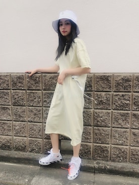 「ANDGEEBEE（アンジービー）のアイテム（帽子）」を使った、村瀬紗英さん（レディース・159cm）の夏コーディネート