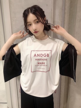 「ANDGEEBEE」｜「アイテム（その他アウター）」を使った、村瀬紗英さん（レディース・159cm）の夏コーディネート