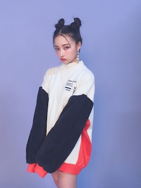 「ANDGEEBEE（アンジービー）のアイテム（スウェット）」を使った、村瀬紗英さん（レディース・159cm）の秋コーディネート