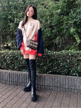 「FIG&VIPER（フィグアンドバイパー）のアイテム（ブーツ）」を使った、村瀬紗英さん（レディース・159cm）の秋コーディネート