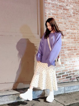 「MARC JACOBS（マークジェイコブス）のアイテム（ショルダーバッグ）」を使った、村瀬紗英さん（レディース・159cm）の冬コーディネート