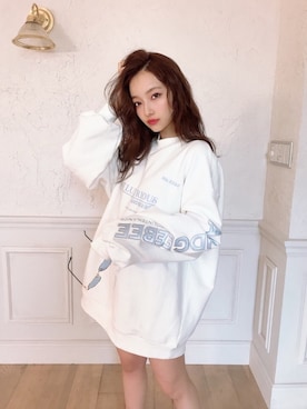 「ANDGEEBEE（アンジービー）のアイテム（スウェット）」を使った、村瀬紗英さん（レディース・159cm）の冬コーディネート