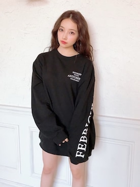 「ANDGEEBEE（アンジービー）のアイテム（スウェット）」を使った、村瀬紗英さん（レディース・159cm）の冬コーディネート