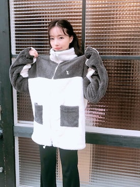 「ANDGEEBEE（アンジービー）のアイテム（ブルゾン）」を使った、村瀬紗英さん（レディース・159cm）の冬コーディネート