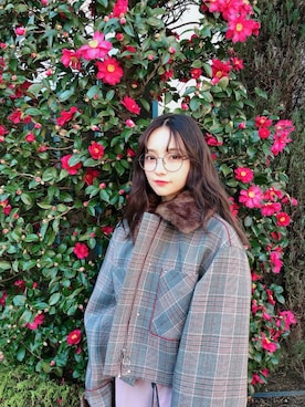 「ANDGEEBEE」｜「アイテム（ブルゾン）」を使った、村瀬紗英さん（レディース・159cm）の冬コーディネート