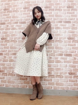 「ANDGEEBEE」｜「アイテム（パンプス）」を使った、村瀬紗英さん（レディース・159cm）の冬コーディネート