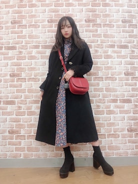 「LILY BROWN（リリーブラウン）のアイテム（その他アウター）」を使った、村瀬紗英さん（レディース・159cm）の冬コーディネート