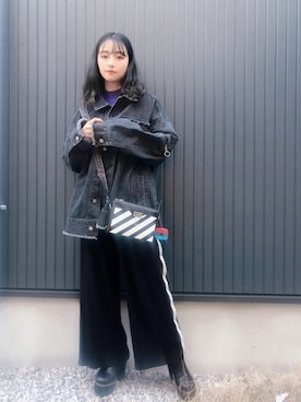 「ANDGEEBEE（アンジービー）のアイテム（デニムジャケット）」を使った、村瀬紗英さん（レディース・159cm）の春コーディネート