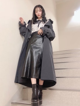 「ANDGEEBEE」｜「アイテム（トレンチコート）」を使った、村瀬紗英さん（レディース・159cm）の春コーディネート