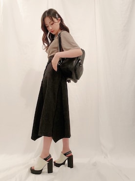 「ANDGEEBEE」｜「アイテム（バックパック/リュック）」を使った、村瀬紗英さん（レディース・159cm）の夏コーディネート