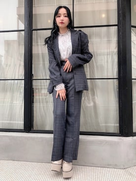 「ゆるコーデ」｜「アイテム（テーラードジャケット、その他）」を使った、村瀬紗英さん（レディース・159cm）の秋コーディネート