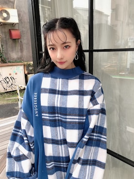 「ANDGEEBEE（アンジービー）のアイテム（スウェット）」を使った、村瀬紗英さん（レディース・159cm）の冬コーディネート