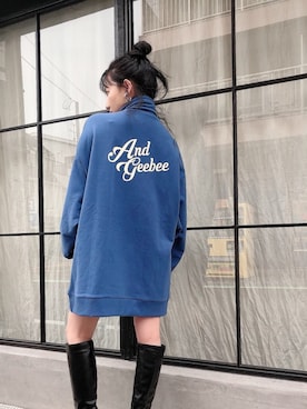 「ANDGEEBEE（アンジービー）のアイテム（スウェット）」を使った、村瀬紗英さん（レディース・159cm）の冬コーディネート