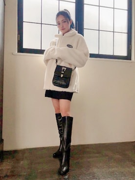 「ANDGEEBEE（アンジービー）のアイテム（ブルゾン）」を使った、村瀬紗英さん（レディース・159cm）の冬コーディネート