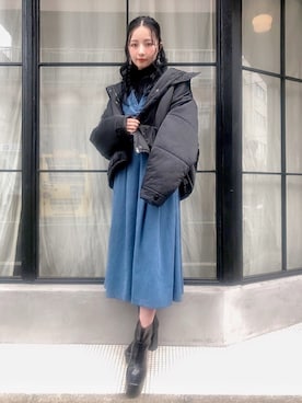 「ANDGEEBEE（アンジービー）のアイテム（その他アウター）」を使った、村瀬紗英さん（レディース・159cm）の冬コーディネート
