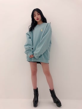 「ANDGEEBEE（アンジービー）のアイテム（スウェット）」を使った、村瀬紗英さん（レディース・159cm）の冬コーディネート