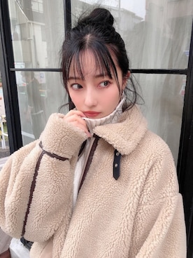 「ANDGEEBEE（アンジービー）のアイテム（その他アウター）」を使った、村瀬紗英さん（レディース・159cm）の冬コーディネート
