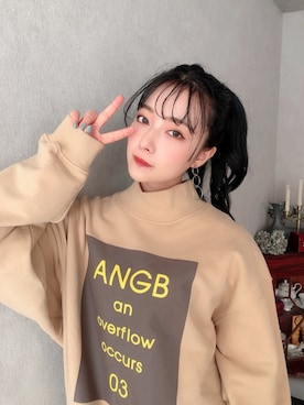 「ANDGEEBEE（アンジービー）のアイテム（スウェット）」を使った、村瀬紗英さん（レディース・159cm）の冬コーディネート