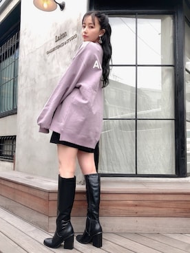 「ANDGEEBEE（アンジービー）のアイテム（スウェット）」を使った、村瀬紗英さん（レディース・159cm）の冬コーディネート