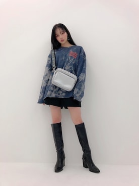 「ANDGEEBEE（アンジービー）のアイテム（スウェット）」を使った、村瀬紗英さん（レディース・159cm）の冬コーディネート
