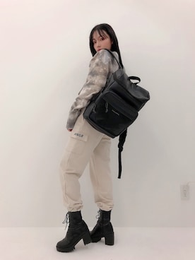 「ANDGEEBEE（アンジービー）のアイテム（スウェット）」を使った、村瀬紗英さん（レディース・159cm）の春コーディネート