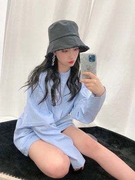 「ANDGEEBEE（アンジービー）のアイテム（帽子）」を使った、村瀬紗英さん（レディース・159cm）の春コーディネート