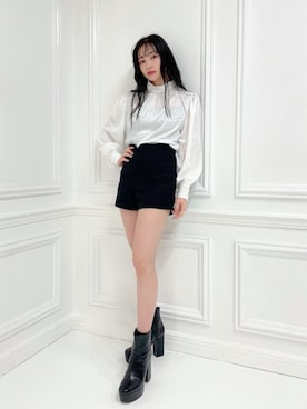 「ANDGEEBEE（アンジービー）のアイテム（ブーツ）」を使った、村瀬紗英さん（レディース・159cm）の春コーディネート