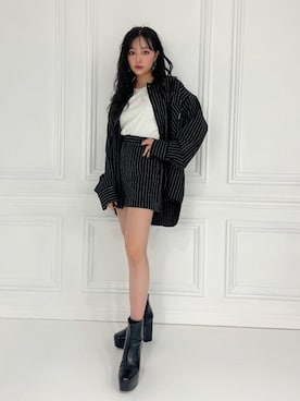 「ANDGEEBEE（アンジービー）のアイテム（ブーツ）」を使った、村瀬紗英さん（レディース・159cm）の春コーディネート