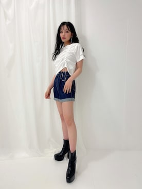 「ANDGEEBEE（アンジービー）のアイテム（ブーツ）」を使った、村瀬紗英さん（レディース・159cm）の夏コーディネート