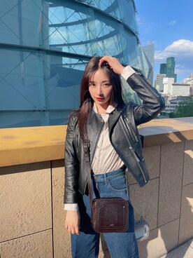 「Ameri（アメリ）のアイテム（シャツ/ブラウス）」を使った、村瀬紗英さん（レディース・159cm）の夏コーディネート