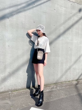 「ANDGEEBEE（アンジービー）のアイテム（ブーツ）」を使った、村瀬紗英さん（レディース・159cm）の夏コーディネート