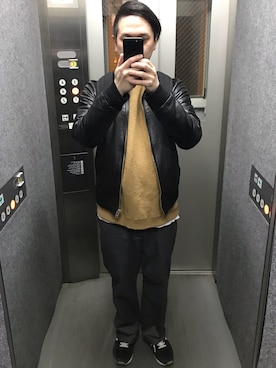 「UNUSED（アンユーズド）のアイテム（ライダースジャケット）」を使った、じょさん（メンズ・168cm）の春コーディネート