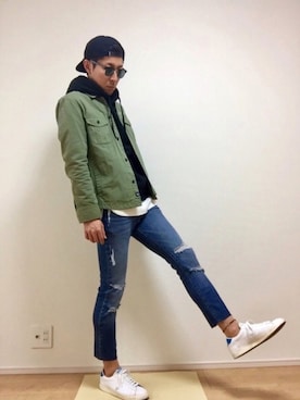 「DEUS EX MACHINA（デウスエクスマキナ）のアイテム（スウェット）」を使った、けーすけさん（メンズ・174cm）の春コーディネート