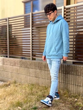 「アイテム（パーカー、グリーン系）」を使った、けーすけさん（メンズ・174cm）の春コーディネート