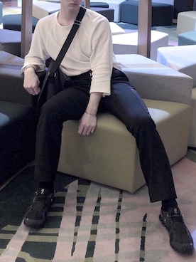「アイテム（メッセンジャーバッグ、パープル系）」を使った、ioiさん（メンズ・178cm）の夏コーディネート