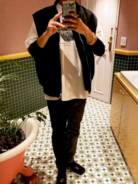 「ADER error」｜「アイテム（アクセサリー）」を使った、Tomohiro Isayamaさん（メンズ・184cm）の冬コーディネート