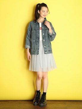 「Honeys」｜「アイテム（デニムジャケット）」を使った、ハニーズさん（レディース・160cm）の春コーディネート