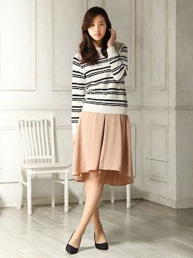 「アイテム（スカート、ピンク系）」を使った、ハニーズさん（レディース・160cm）の春コーディネート