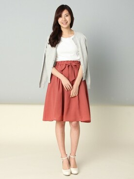 「アイテム（スカート、ピンク系）」を使った、ハニーズさん（レディース・160cm）の春コーディネート