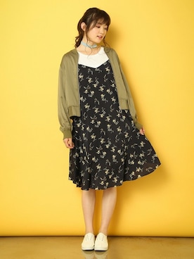 「Honeys（ハニーズ）のアイテム（ブルゾン）」を使った、ハニーズさん（レディース・160cm）の春コーディネート