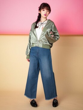 「Honeys（ハニーズ）のアイテム（ブルゾン）」を使った、ハニーズさん（レディース・160cm）の春コーディネート