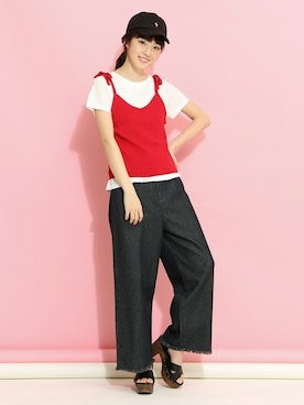 「Honeys（ハニーズ）のアイテム（アンサンブル）」を使った、ハニーズさん（レディース・166cm）の春コーディネート