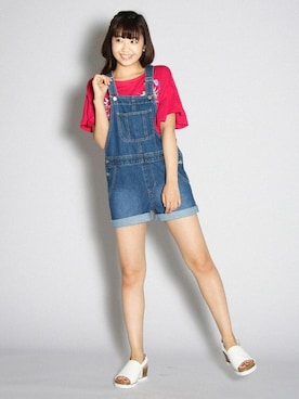 「Honeys（ハニーズ）のアイテム（オールインワン・サロペット）」を使った、ハニーズさん（レディース・162cm）の夏コーディネート