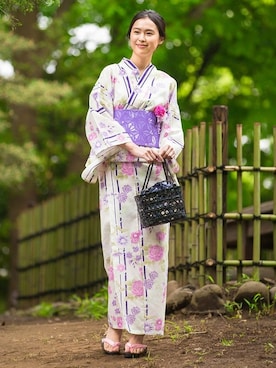 「Honeys（ハニーズ）のアイテム（浴衣）」を使った、ハニーズさん（レディース・169cm）の夏コーディネート