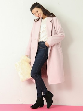 「Honeys（ハニーズ）のアイテム（チェスターコート）」を使った、ハニーズさん（レディース・161cm）の秋コーディネート