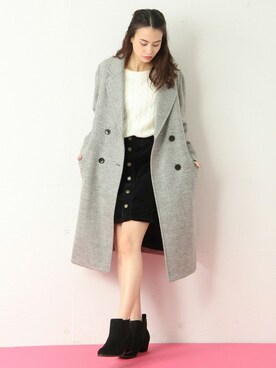 「Honeys（ハニーズ）のアイテム（チェスターコート）」を使った、ハニーズさん（レディース・161cm）の秋コーディネート