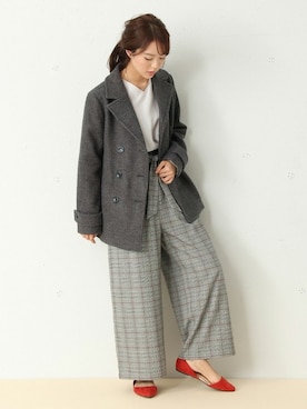 「Honeys（ハニーズ）のアイテム（ピーコート）」を使った、ハニーズさん（レディース・161cm）の秋コーディネート