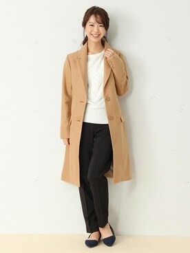 「Honeys（ハニーズ）のアイテム（チェスターコート）」を使った、ハニーズさん（レディース・161cm）の秋コーディネート
